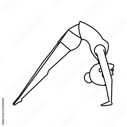 woman practicing yoga position