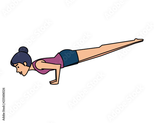 woman practicing yoga position