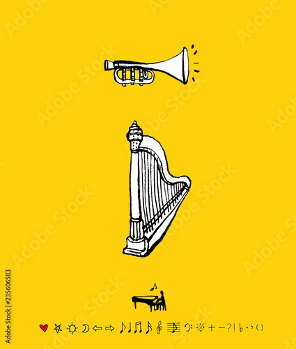 음악회 포스터 / 손으로 그린 음악 일러스트