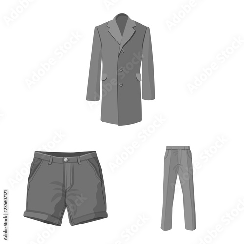 Vector illustration of man and clothing symbol. Collection of man and wear vector icon for stock.