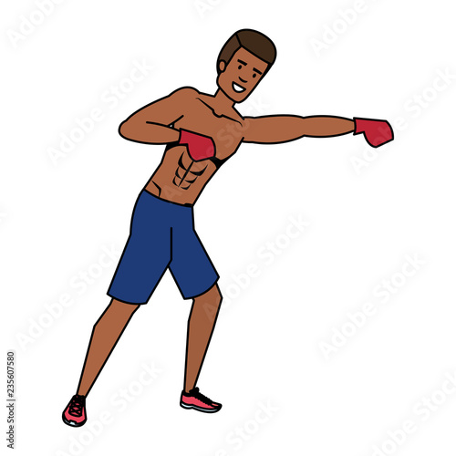 man practicing boxing character