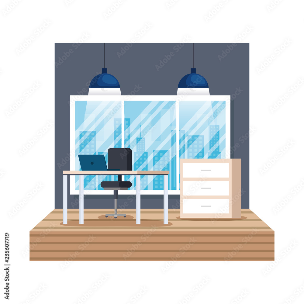 Fototapeta premium workplace office scene icon
