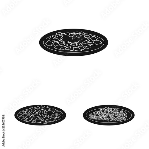 Isolated object of pasta and carbohydrate logo. Collection of pasta and macaroni vector icon for stock.