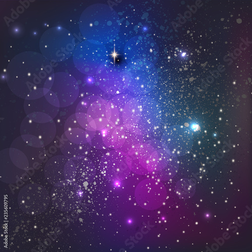 Background Of The Universe. Star Cluster And Nebula - A Cloud In Space. Abstract astronomical galaxy illustration.