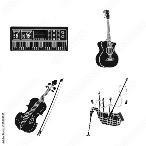 Vector design of music and tune symbol. Set of music and tool vector icon for stock.