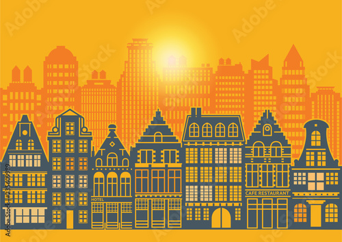 Urban life architecture, houses set