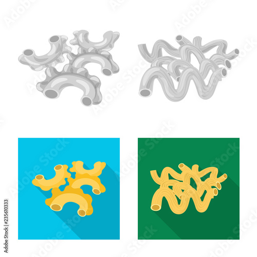 Isolated object of pasta and carbohydrate logo. Collection of pasta and macaroni stock vector illustration.