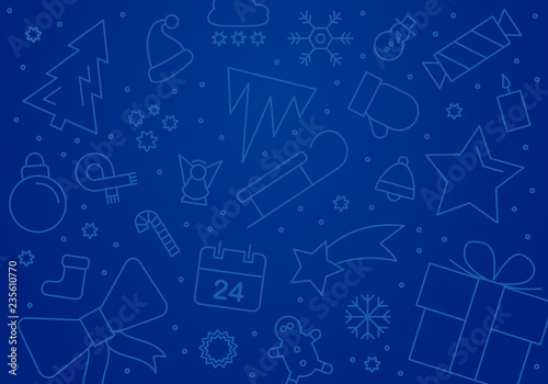 Weihnachten Hintergrund mit verschiedenen weihanchtlichen und winterlichen Icons