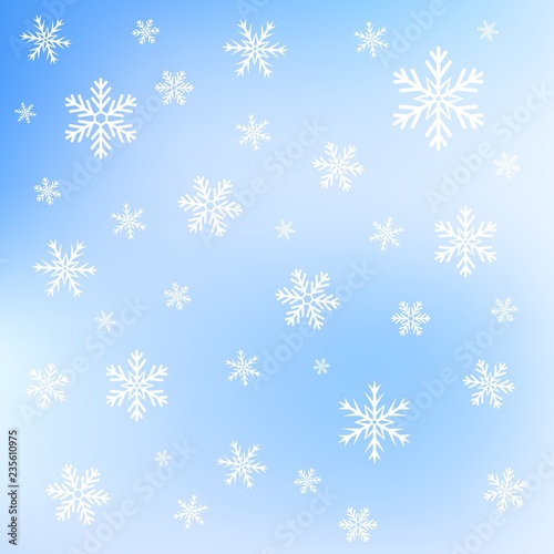 Merry Christmas and Happy New Year 2019, vector greeting illustration with snowflakes