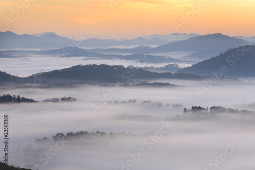 Amazing view of mountain, mist & cloud when dawn coming. © Nguyen