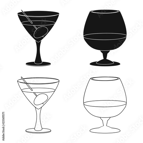 Vector illustration of drink and bar symbol. Set of drink and party stock vector illustration.