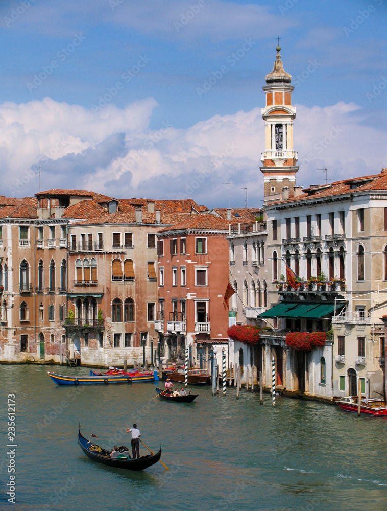 Broad view of the architecture and canals of Venice, Italy