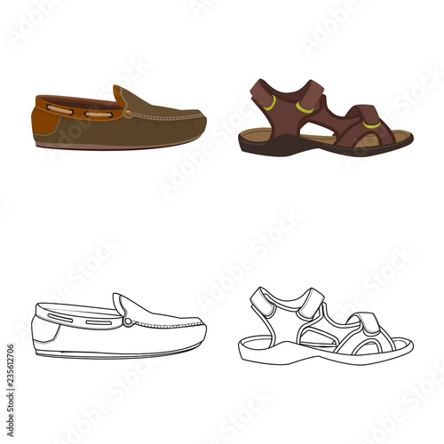 Vector design of shoe and footwear symbol. Collection of shoe and foot stock symbol for web.