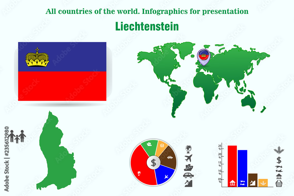 Liechtenstein. All countries of the world. Infographics for presentation