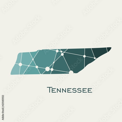 Image relative to USA travel. Tennessee state map textured by lines and dots pattern