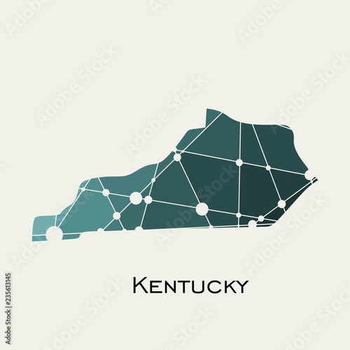 Image relative to USA travel. Kentucky state map textured by lines and dots pattern