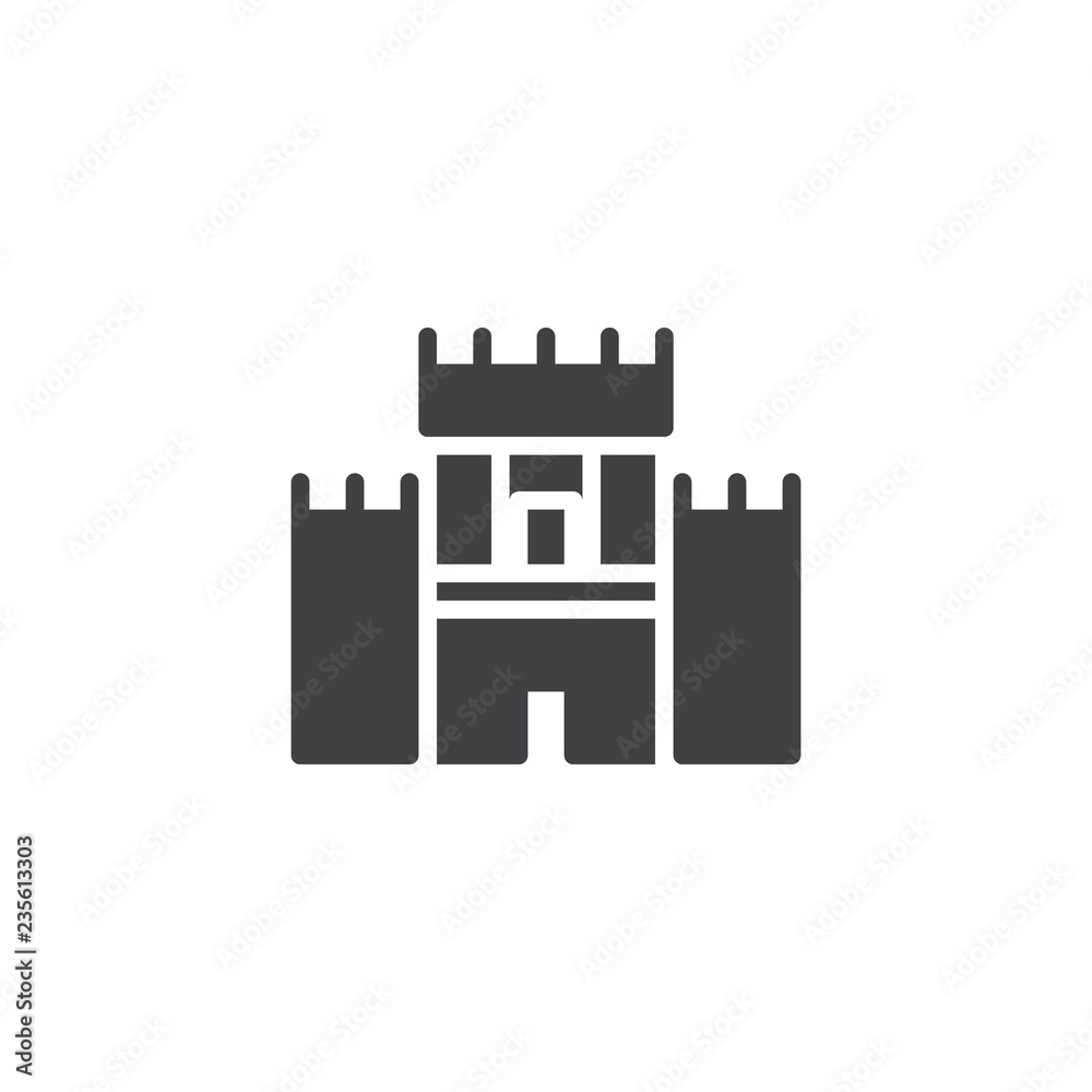 Castle fort vector icon. filled flat sign for mobile concept and web design. Jewish monument simple solid icon. Symbol, logo illustration. Pixel perfect vector graphics