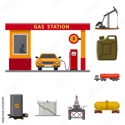 Isolated object of oil and gas icon. Set of oil and petrol stock symbol for web.