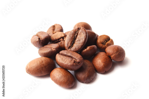 coffee beans isolated on white, aromatic coffee, coffee drinks