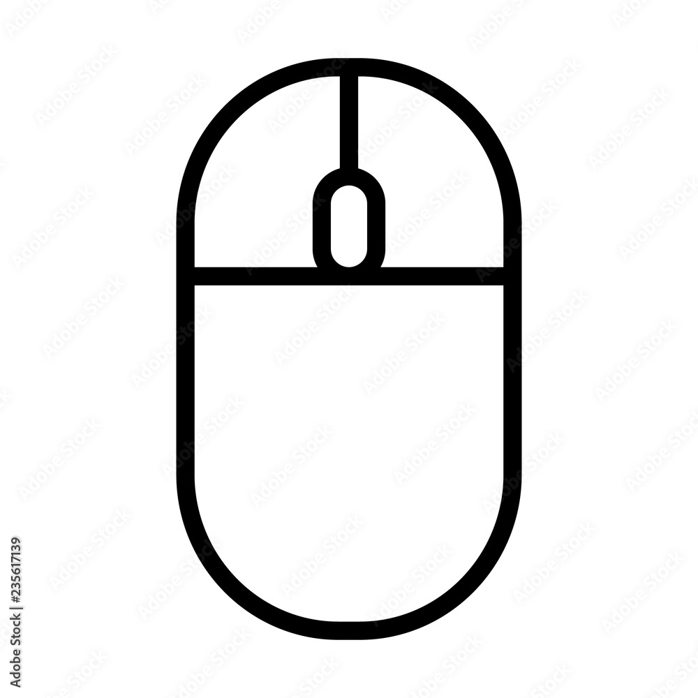 Wireless computer mouse with scroll wheel line vector icon for apps and websites Wireless computer mouse with scroll wheel line vector icon for apps and websites