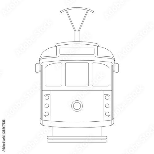 vintage tram  ,vector illustration ,  lining draw