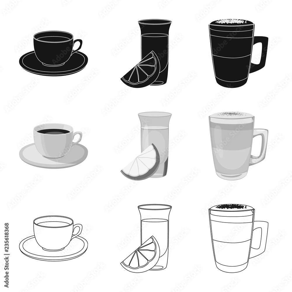 Isolated object of drink and bar icon. Collection of drink and party stock symbol for web.