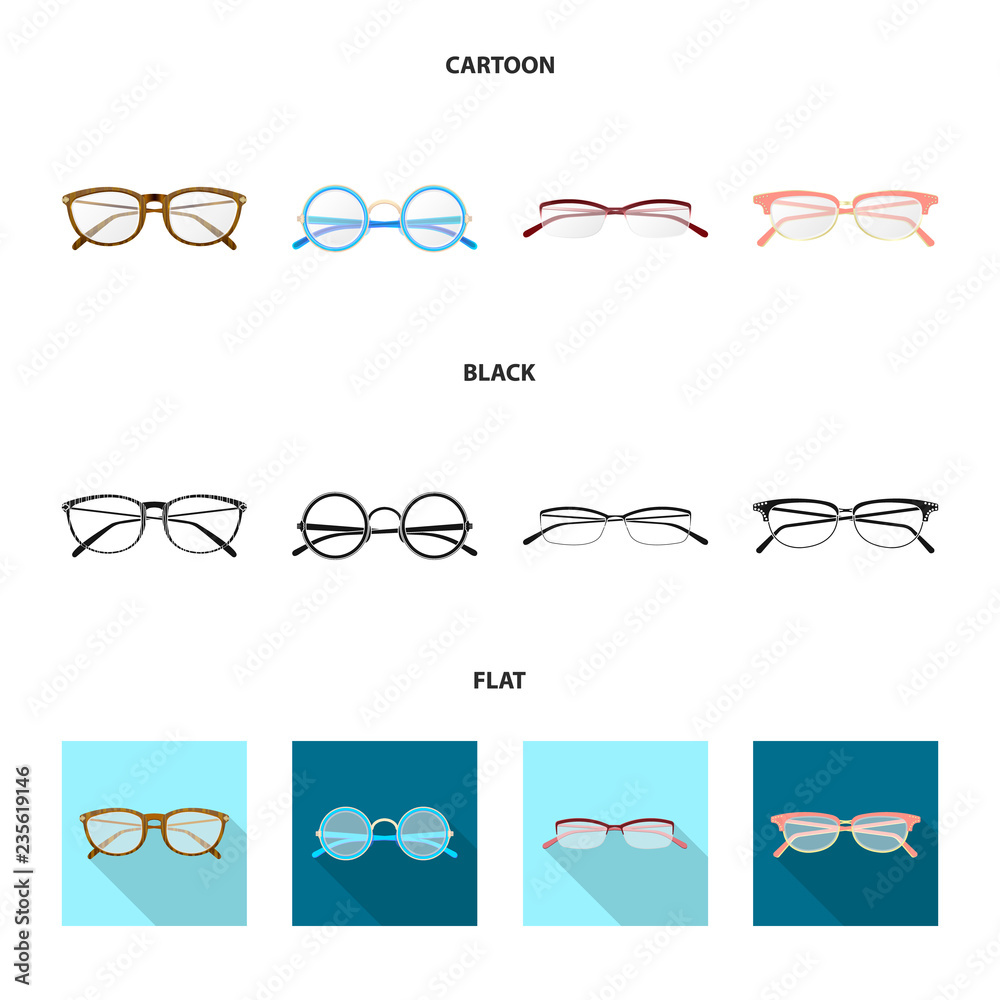 Vector design of glasses and frame logo. Collection of glasses and accessory stock symbol for web. Vector design of glasses and frame logo. Collection of glasses and accessory stock symbol for web.