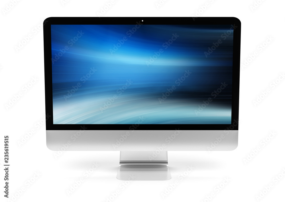 Isolated modern computer with shadow front view 3d rendering Isolated modern computer with shadow front view 3d rendering