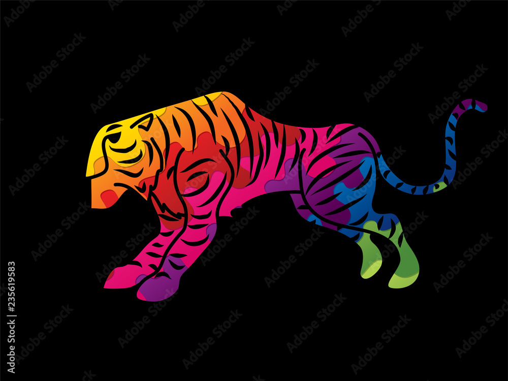 Tiger cartoon graphic vector.