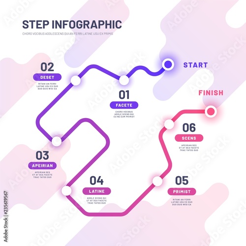 Road map infographic. Journey way and travel, trip abstract graph. Business steps vector infographics. Illustration of guide infochart, business order way