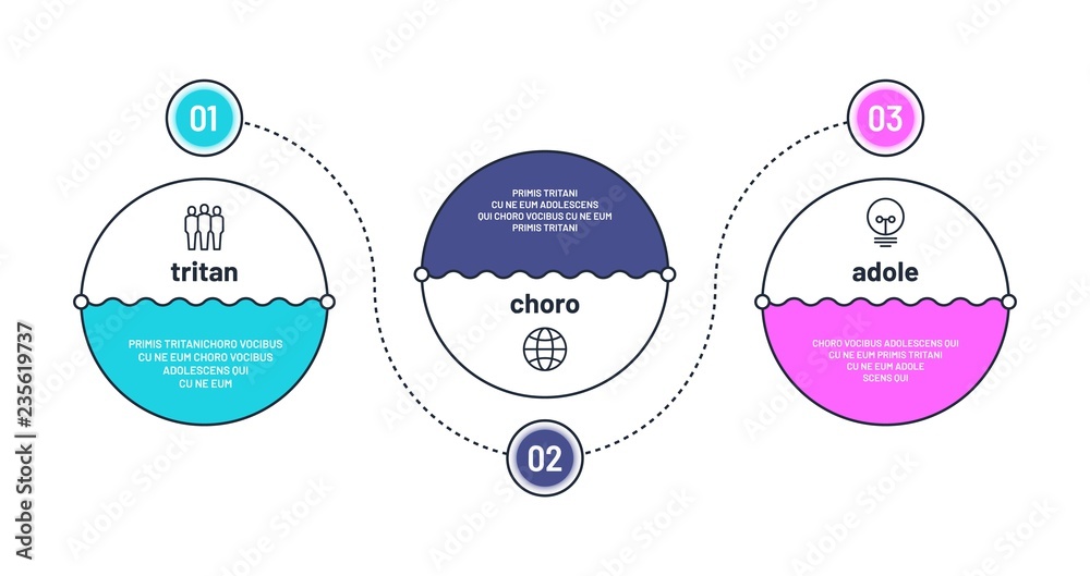 Three Table Process Chart Process chart. 3 step infographic elements. Workflow layout. Business ...