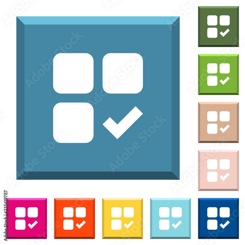 Component ok white icons on edged square buttons
