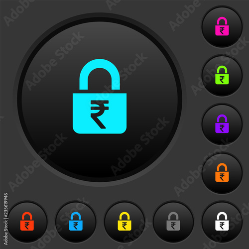 Locked rupees dark push buttons with color icons