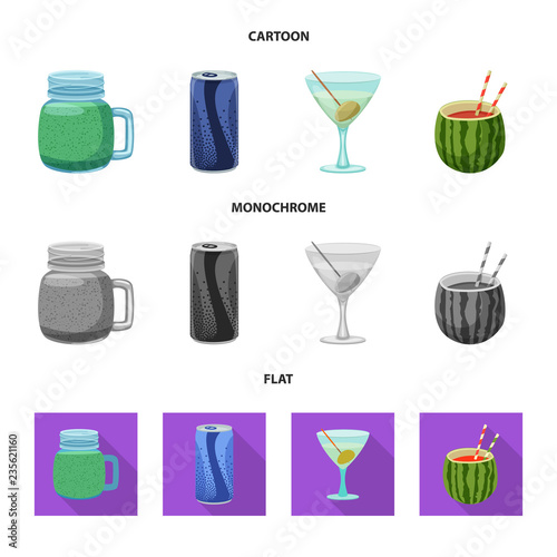 Vector design of drink and bar sign. Collection of drink and party stock symbol for web.