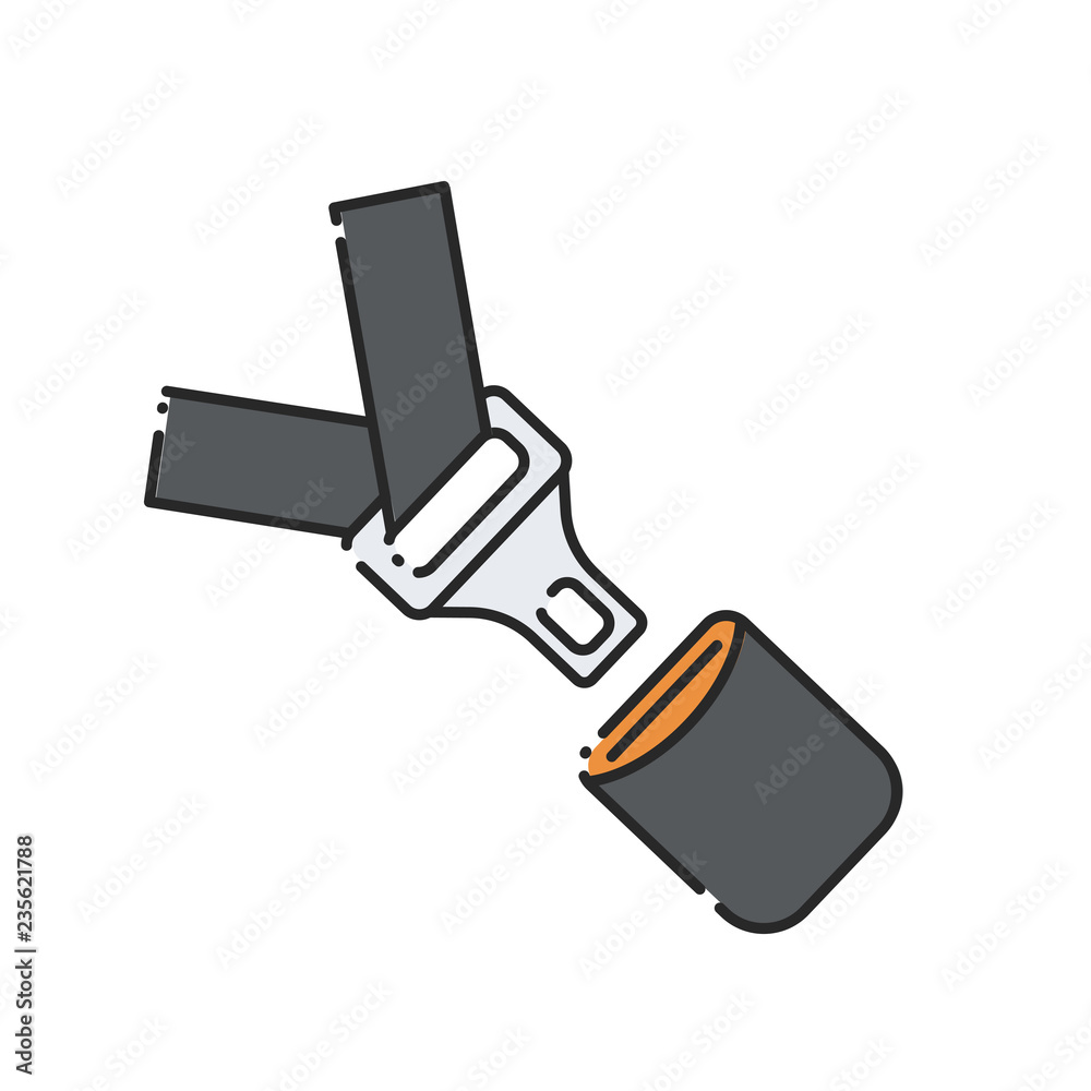 Car seat belt and lock icon.