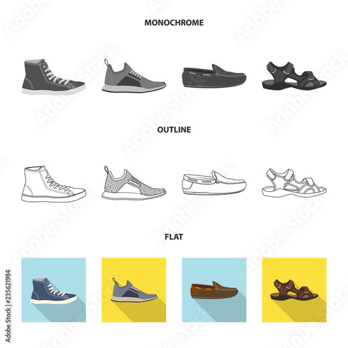 Isolated object of shoe and footwear symbol. Collection of shoe and foot stock vector illustration.