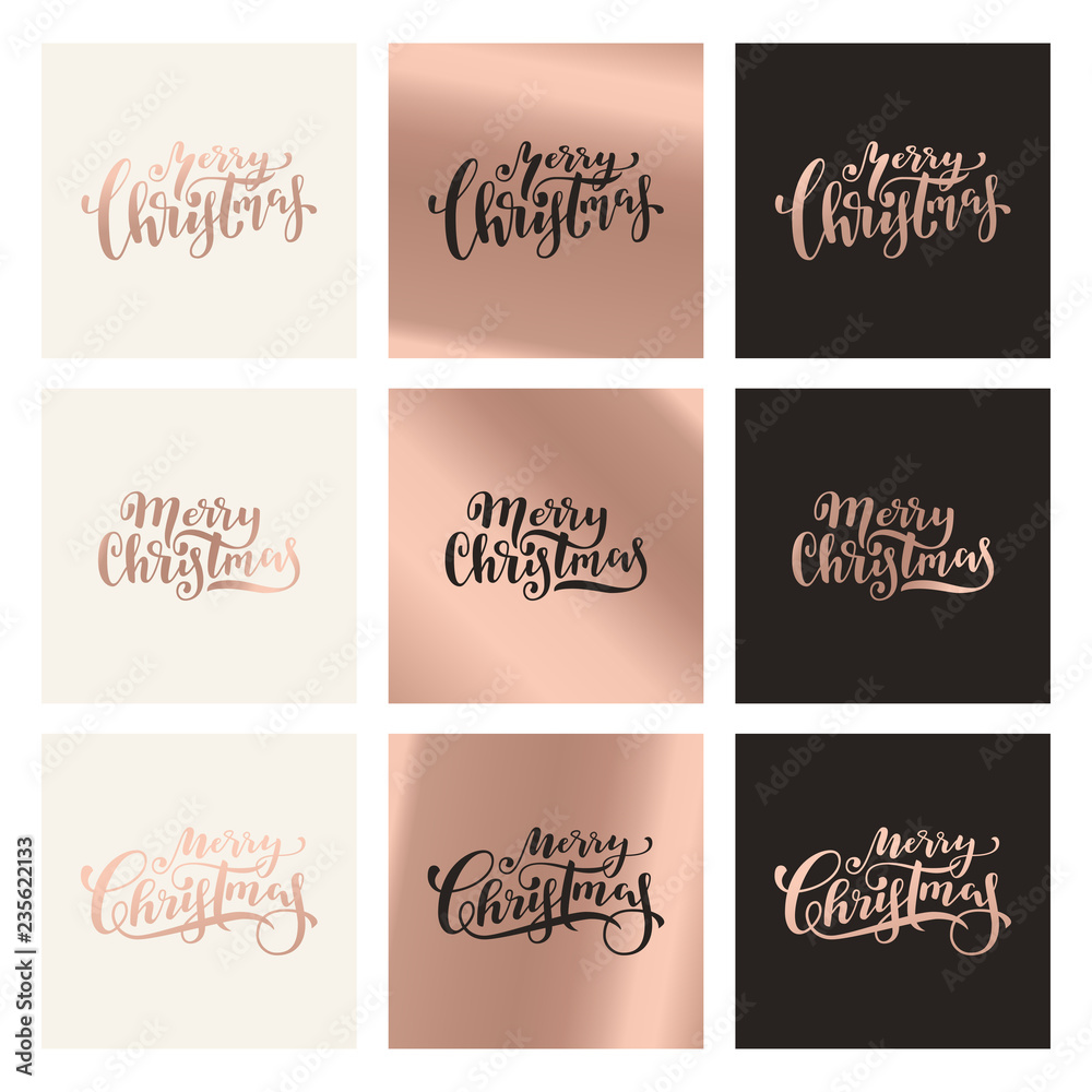 Merry Christmas calligraphy set. Luxurious Christmas lettering