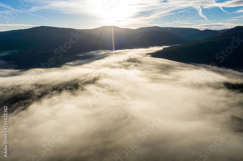 Aerial drone view of mist and clouds © salajean
