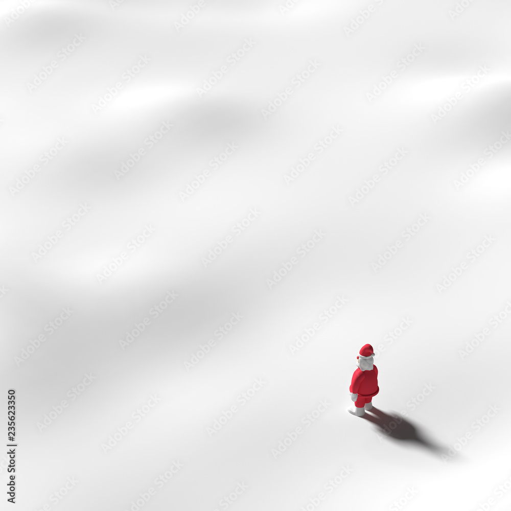 Santa Claus stands on snow. In winter with snow,3D rendering