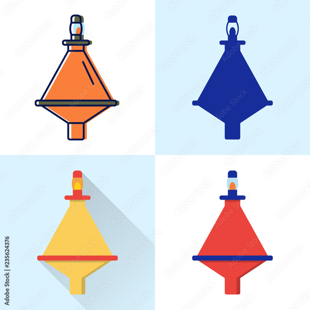 Buoy icon set in flat and line styles