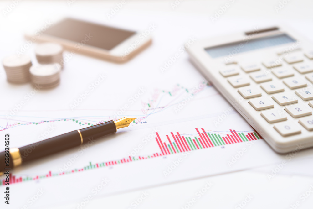 Background Pen, K-Line Diagram, Mobile Phone, Calculator Background Pen, K-Line Diagram, Mobile Phone, Calculator