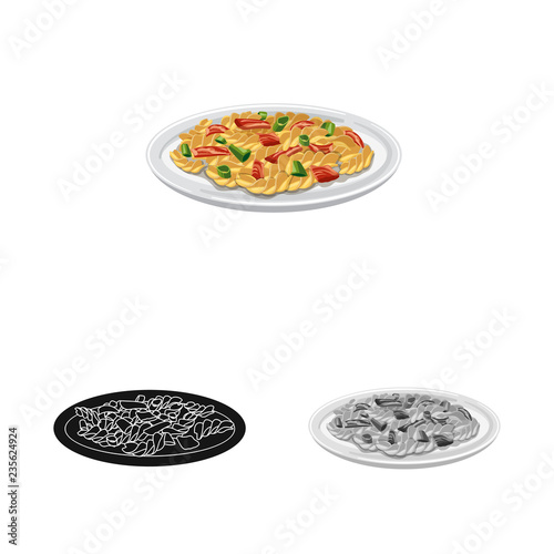 Vector design of pasta and carbohydrate symbol. Set of pasta and macaroni vector icon for stock.