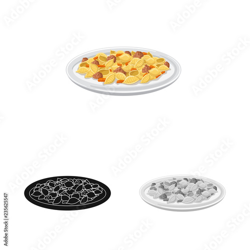 Vector illustration of pasta and carbohydrate sign. Collection of pasta and macaroni stock vector illustration.