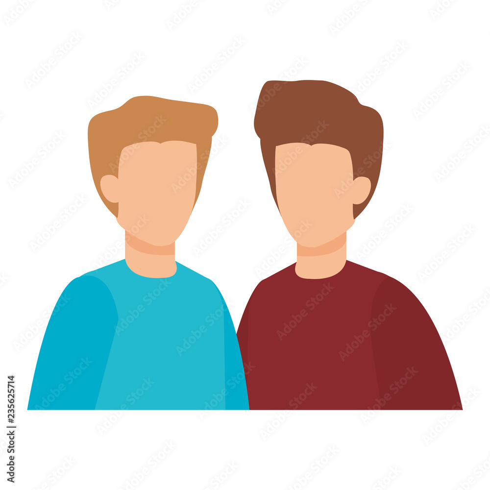 young and casual couple men characters young and casual couple men characters