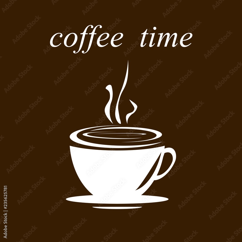 Obraz premium Brown and white vector doodle sketch coffee icon with a logo steaming cup of coffee or tea, isolated on white. eps 10