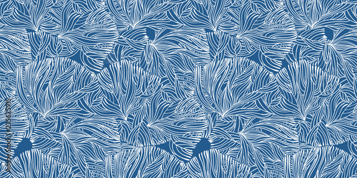 Coral or algae doodle linear seamless pattern.