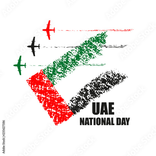 UAE National Day poster with planes performing aerobatics.