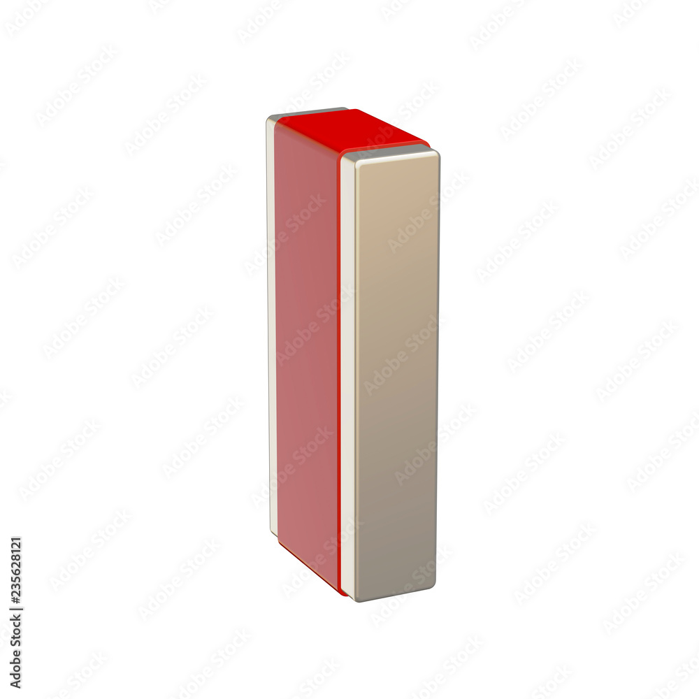 Alphabet letter I with red glass and metallic shell isolated on white background Alphabet letter I with red glass and metallic shell isolated on white background