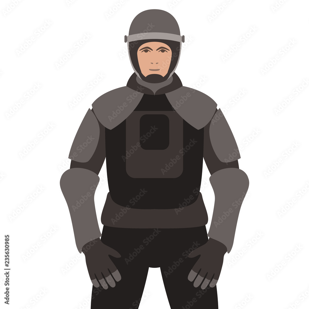Police in armor ,vector illustration, flat style Police in armor ,vector illustration, flat style