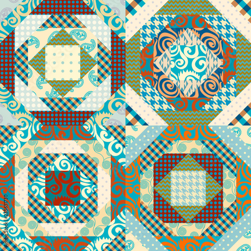 Patchwork textile pattern. Seamless quilting design background.